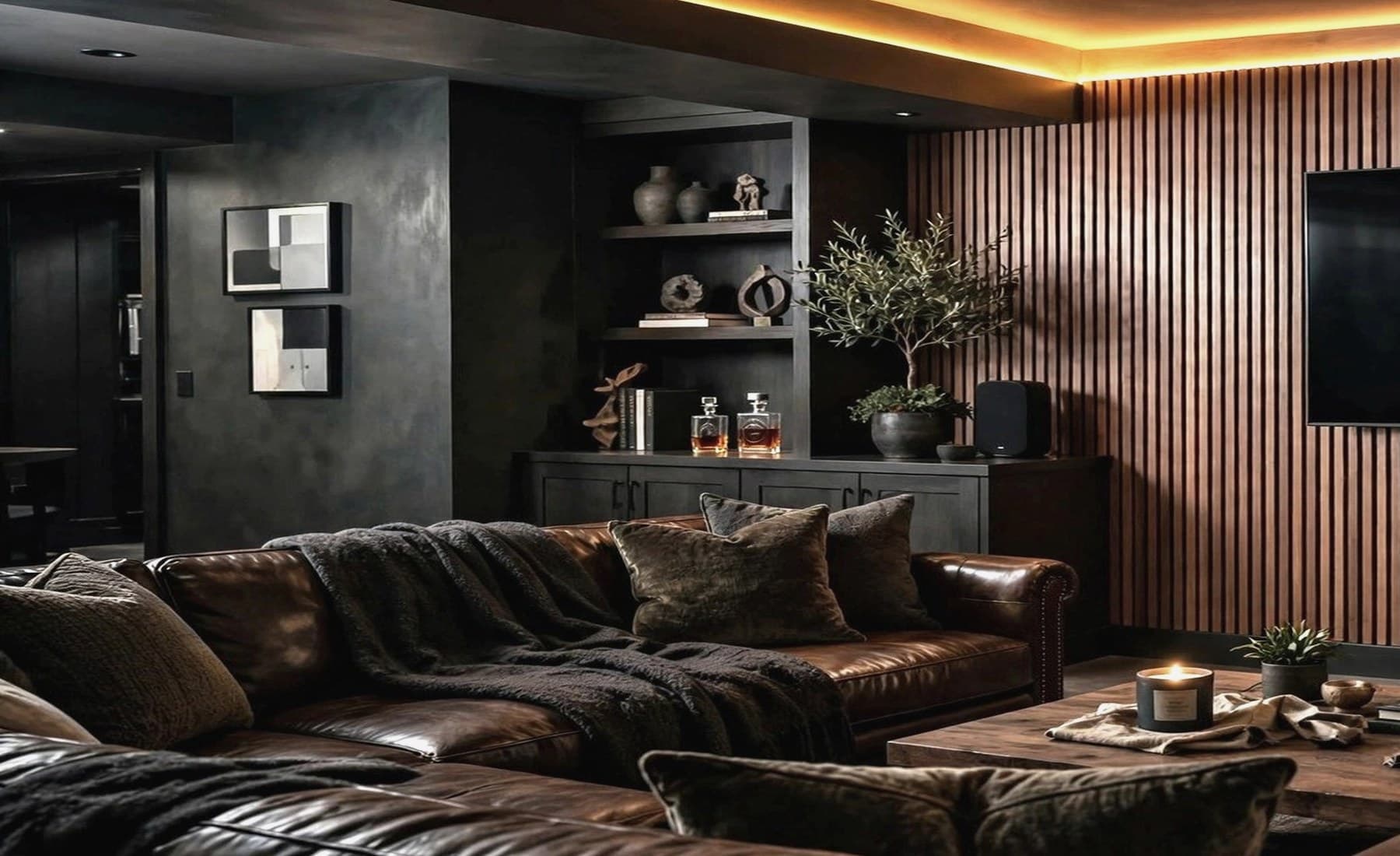 Representative finished lower-level lounge and living space