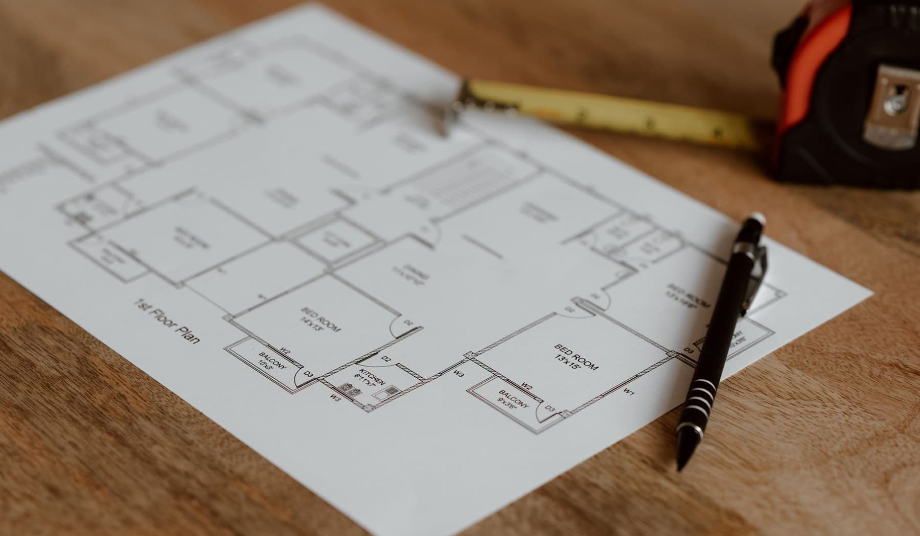Representative floor plan and measurements used during project planning